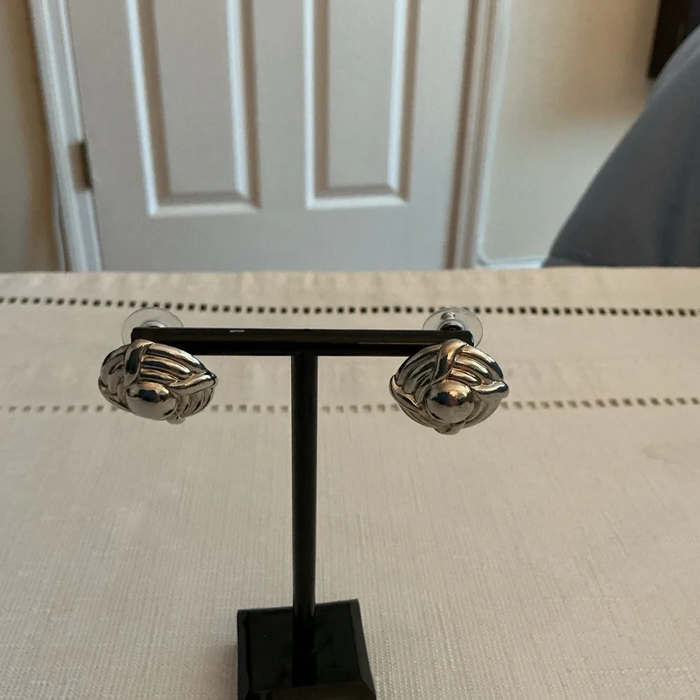 Knot Silver Tone Stud Earrings